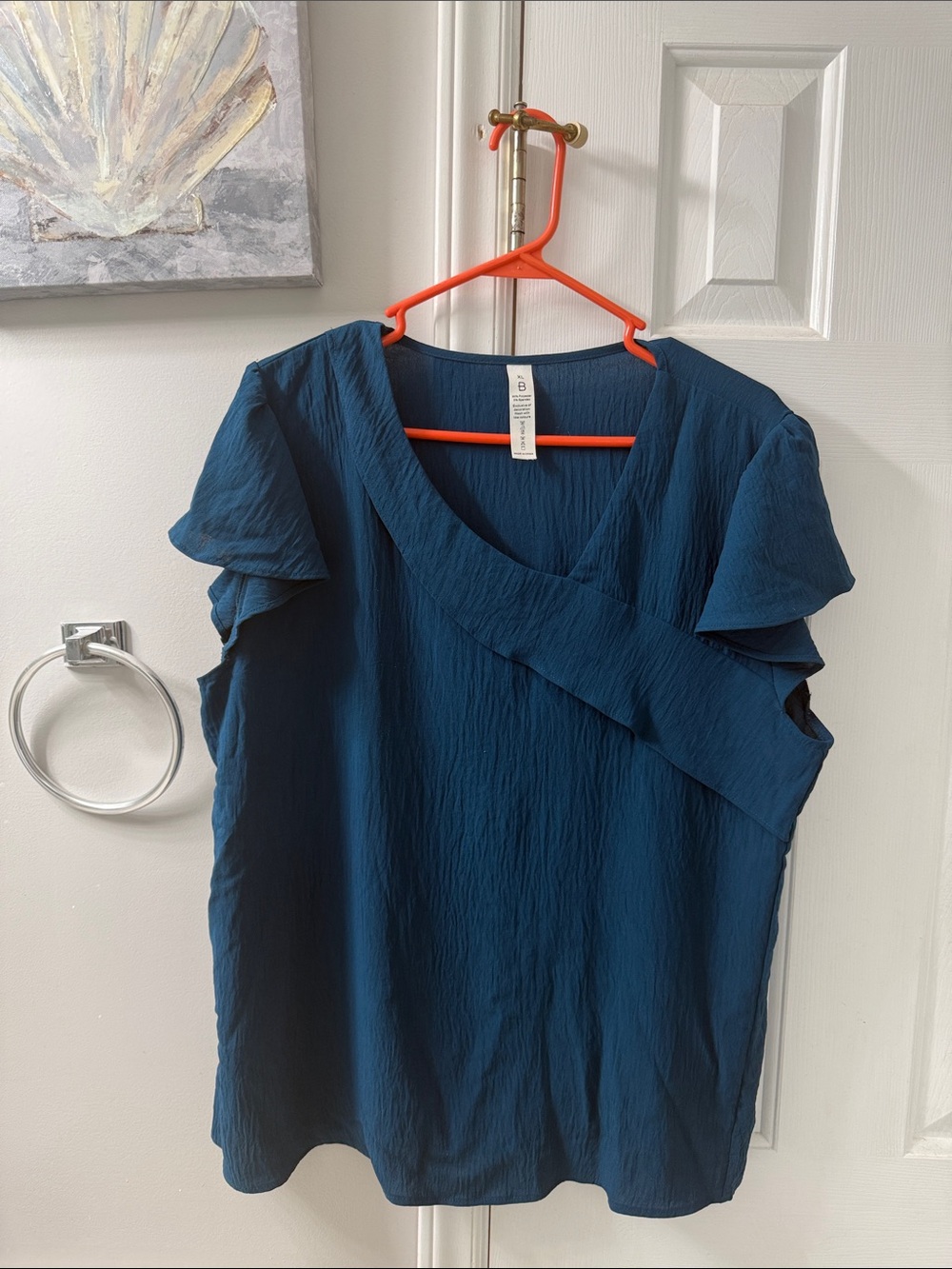 Atmosphere Deep Teal Ruffled Sleeve V-Neck Blouse